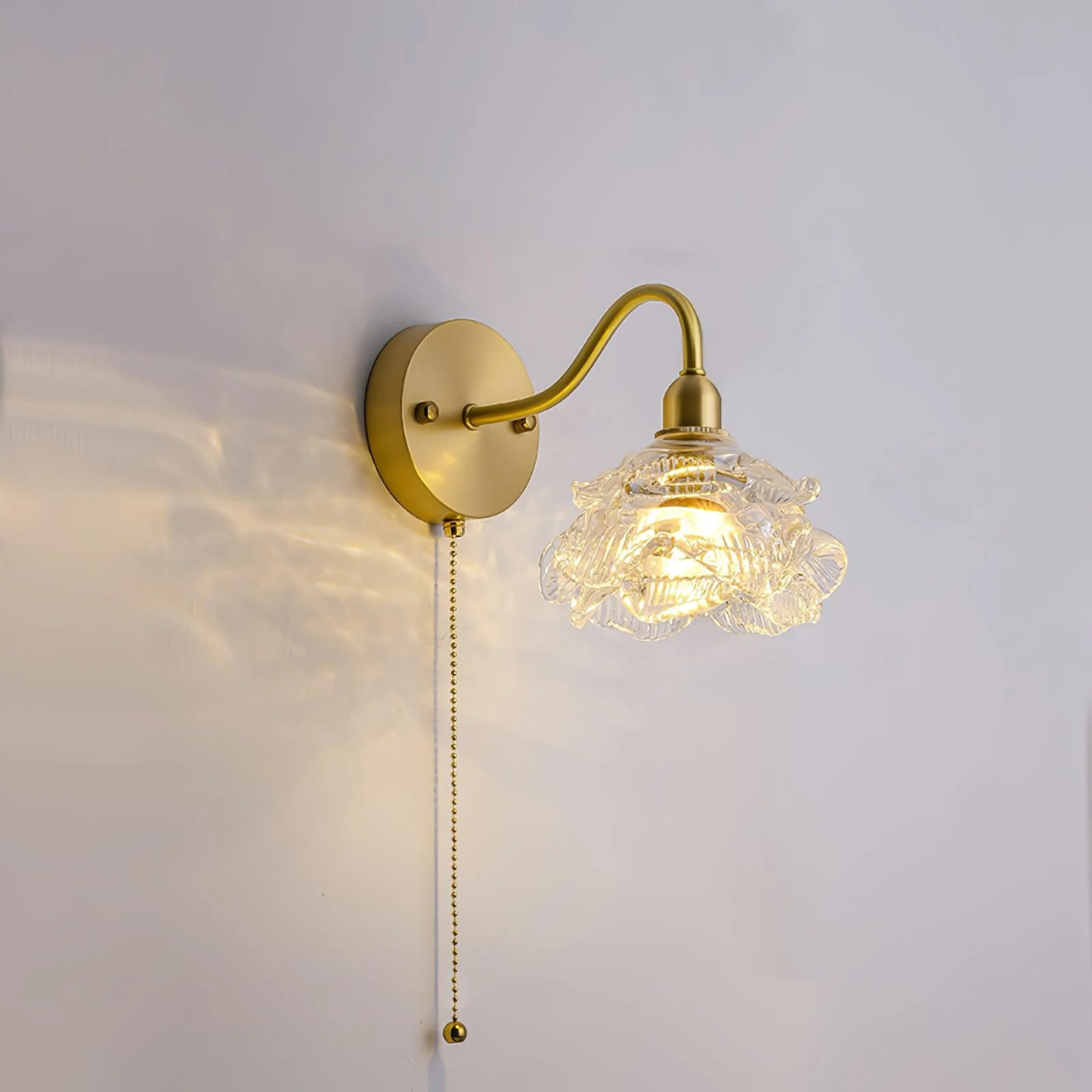 Cove Nordic Art Rose Brass Glass Wall Light - Image 8
