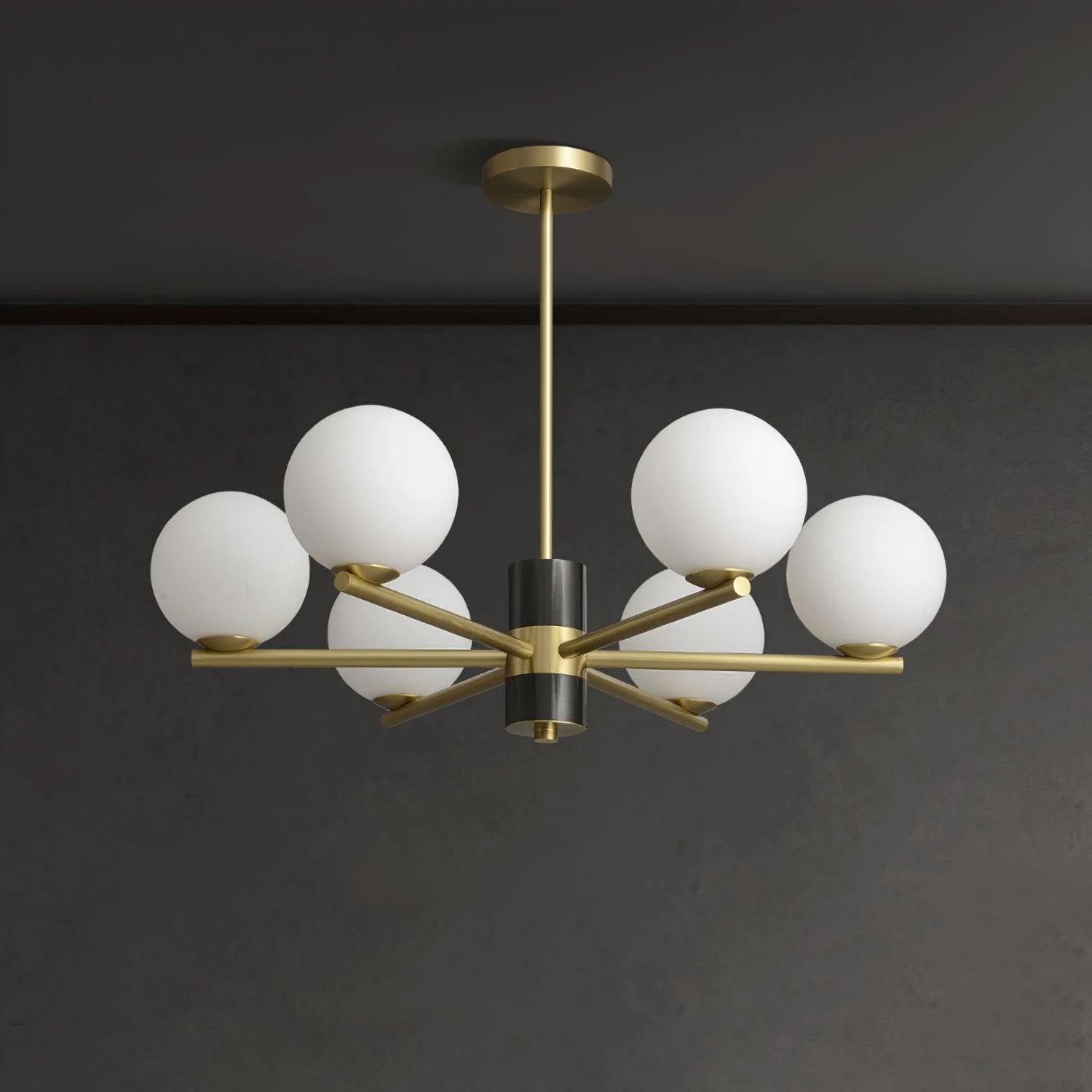 Covynel Mid-Century Brass Chandelier - Image 2