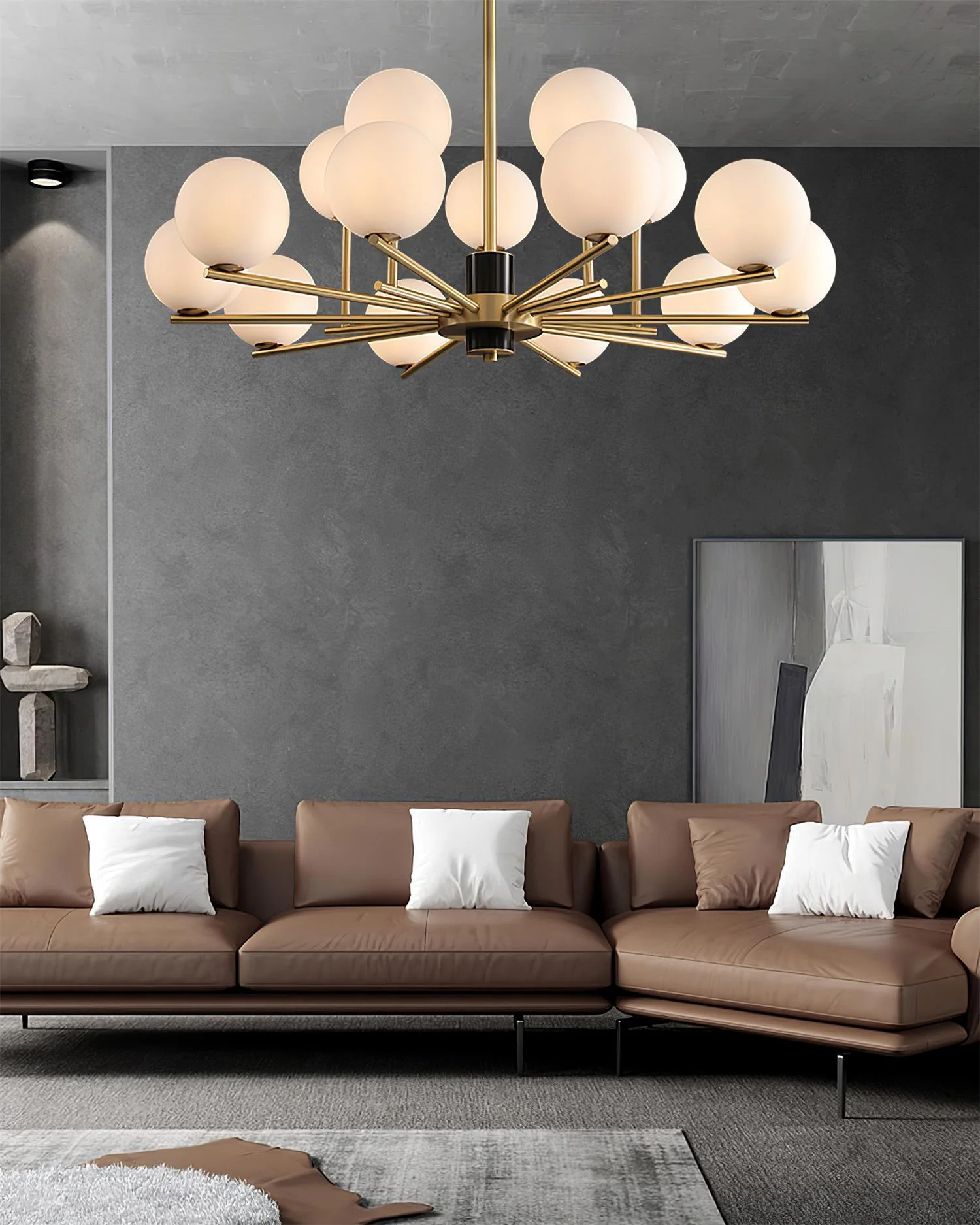 Covynel Mid-Century Brass Chandelier - Image 24