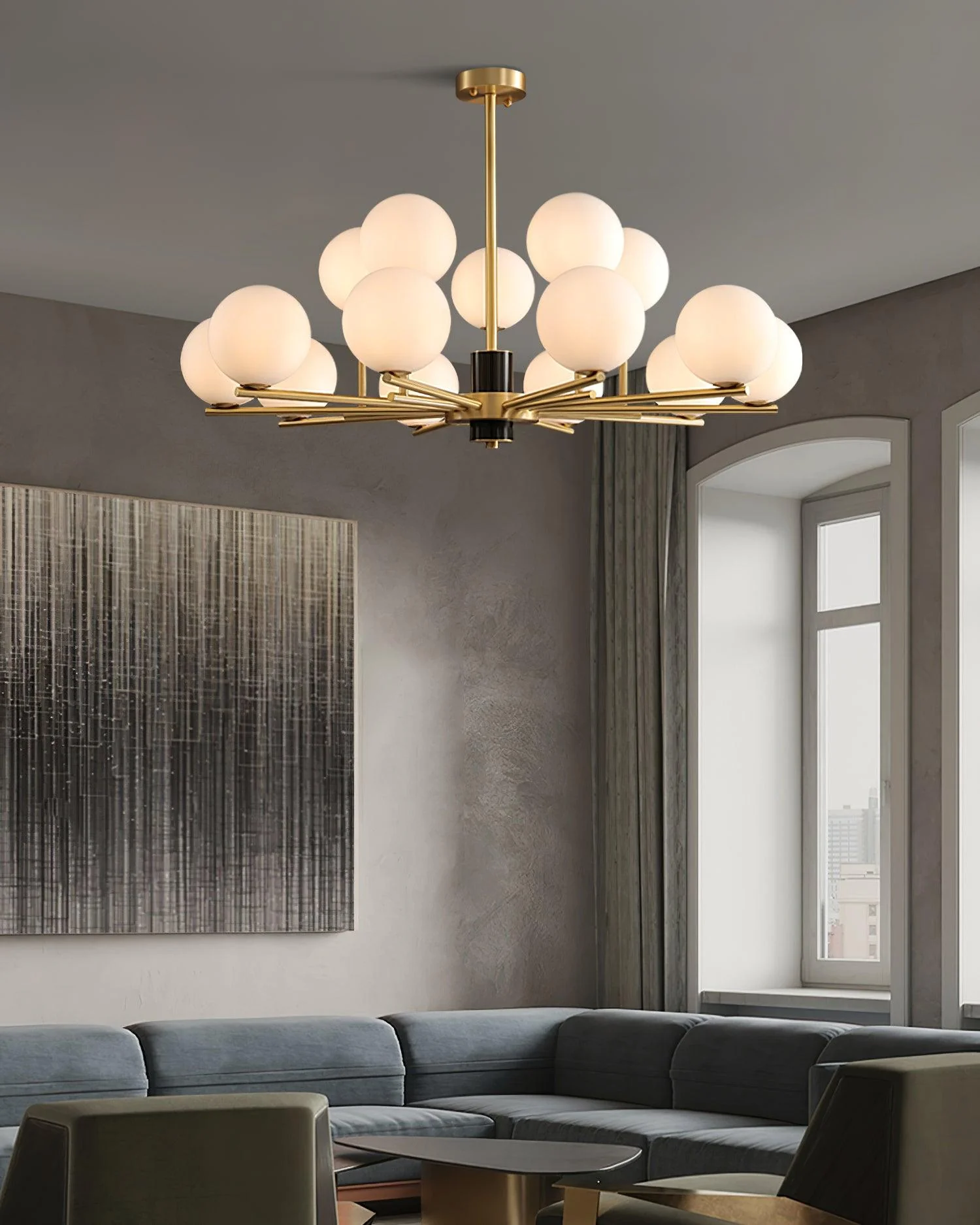 Covynel Mid-Century Brass Chandelier - Image 6