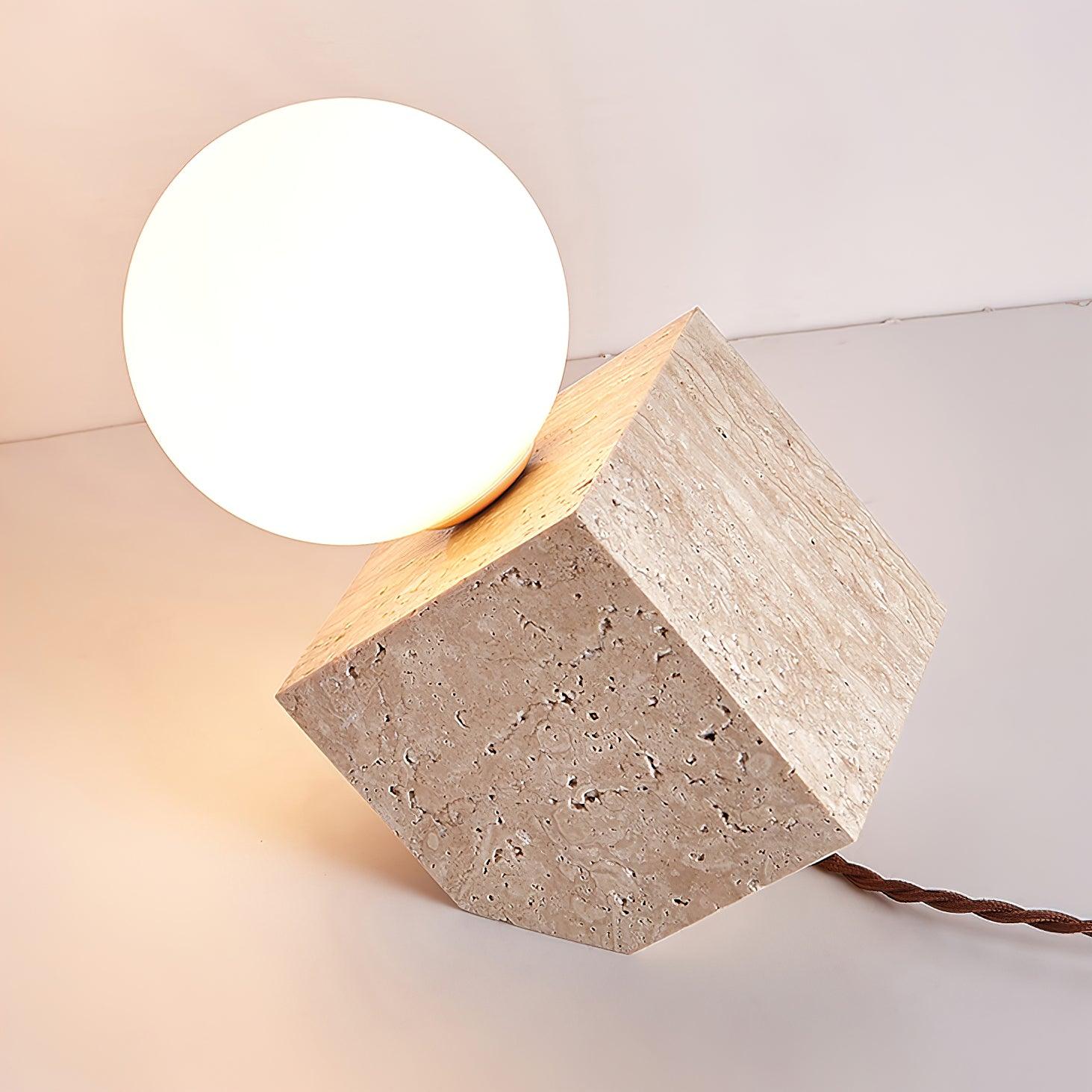Cube Minimalist Travertine Table Light - Image 15