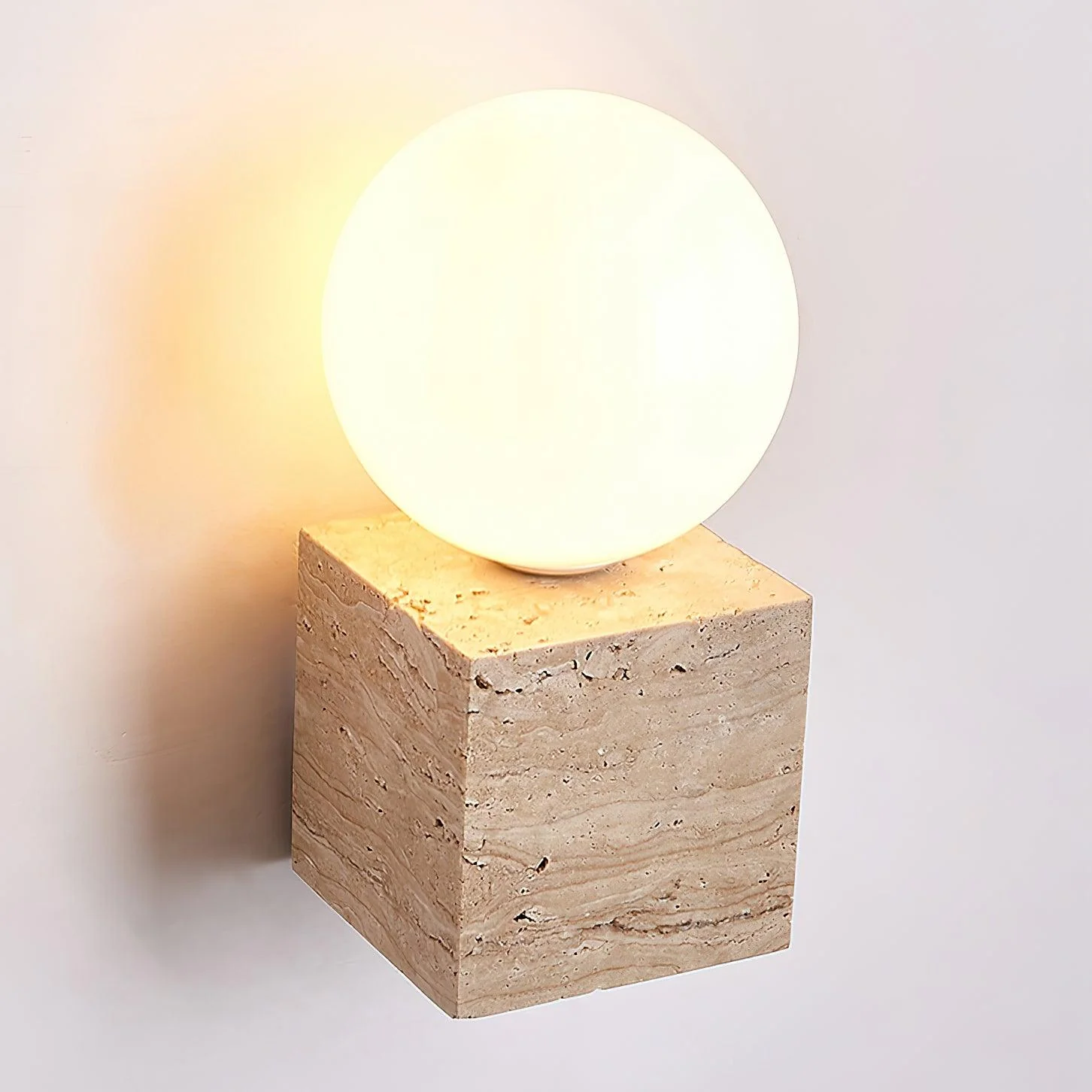 Cube Minimalist Travertine Wall Light - Image 12