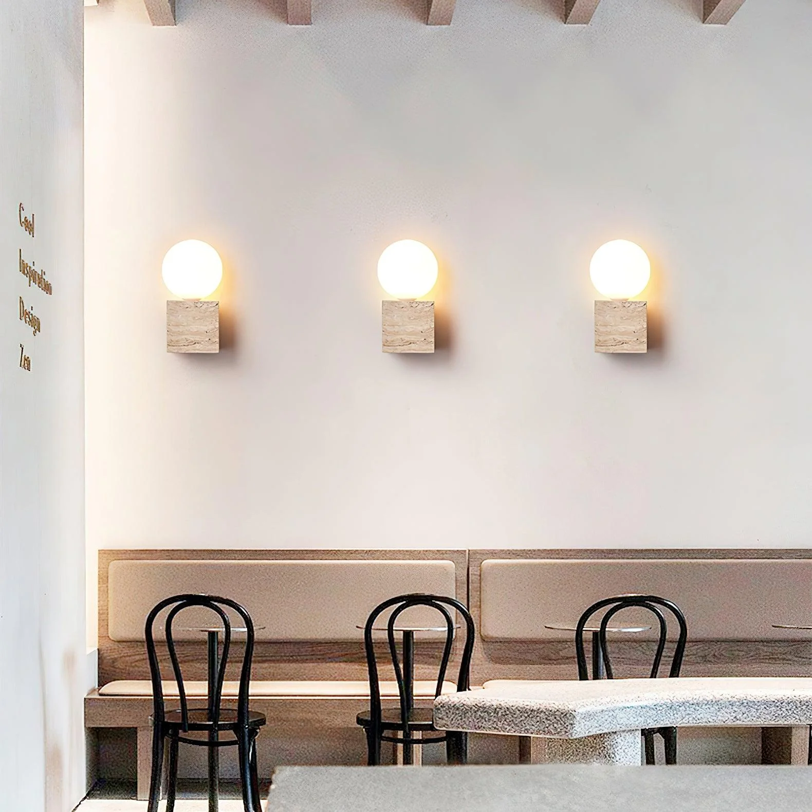 Cube Minimalist Travertine Wall Light - Image 4