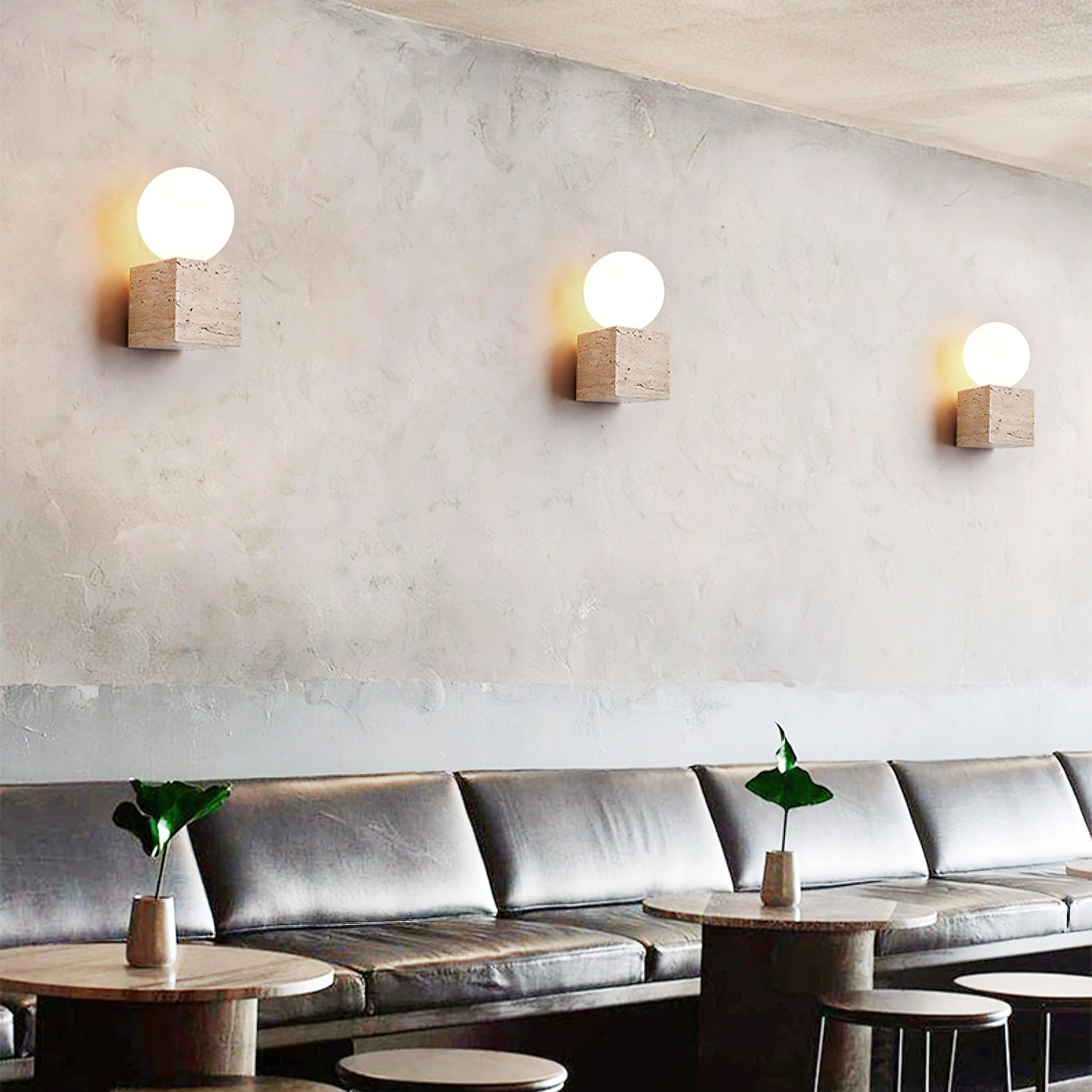 Cube Minimalist Travertine Wall Light - Image 5