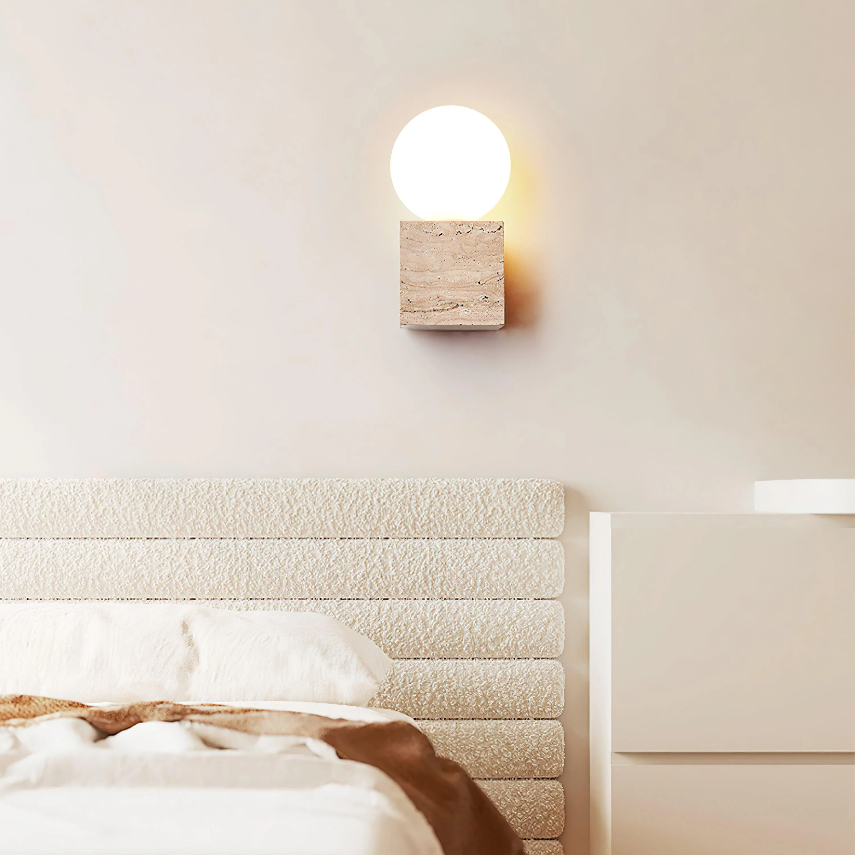 Cube Minimalist Travertine Wall Light - Image 8