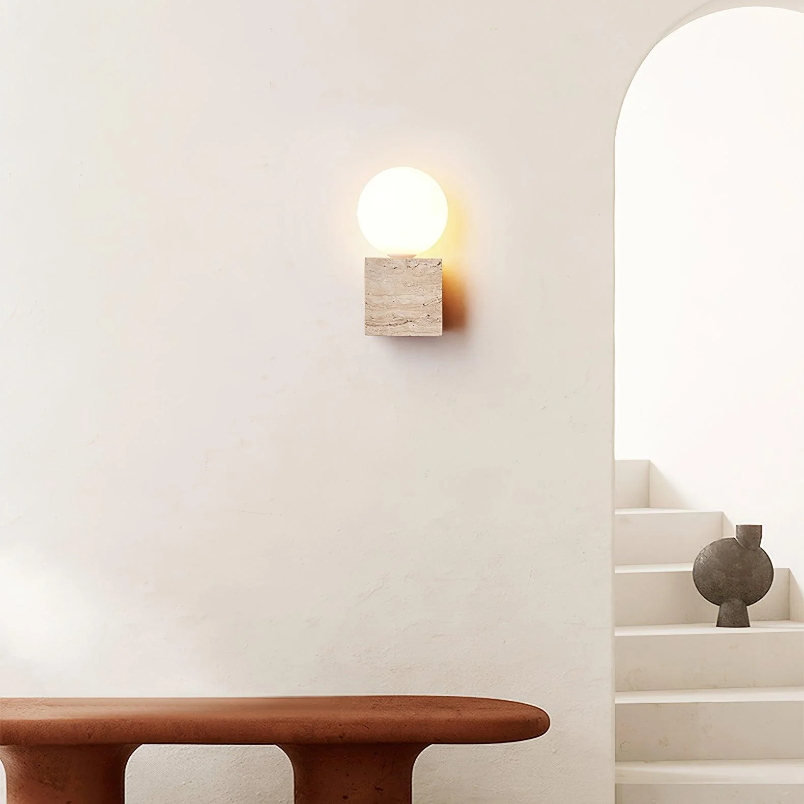 Cube Minimalist Travertine Wall Light - Image 9