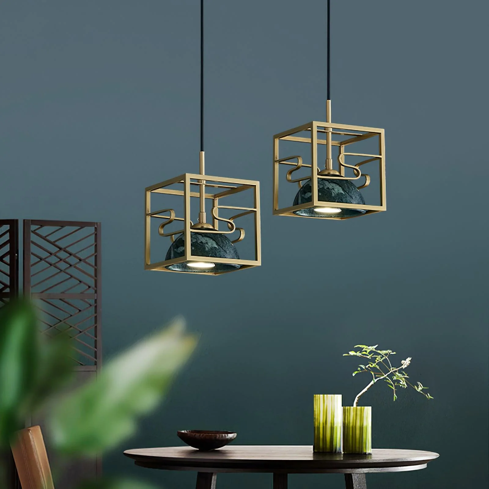 Cubo Modern Brass Pendant Lamp - Image 13