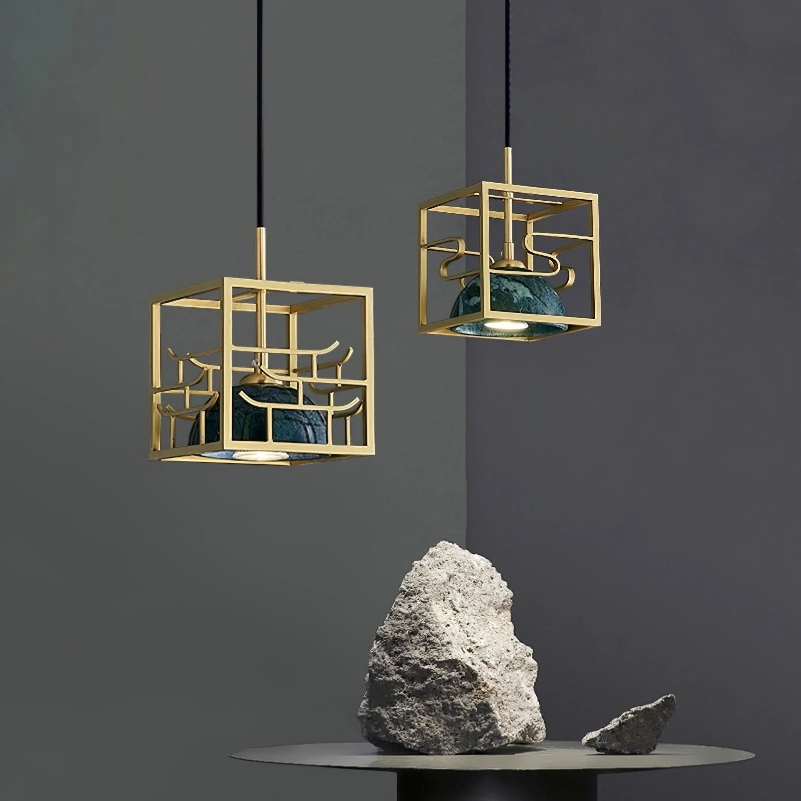 Cubo Modern Brass Pendant Lamp - Image 23