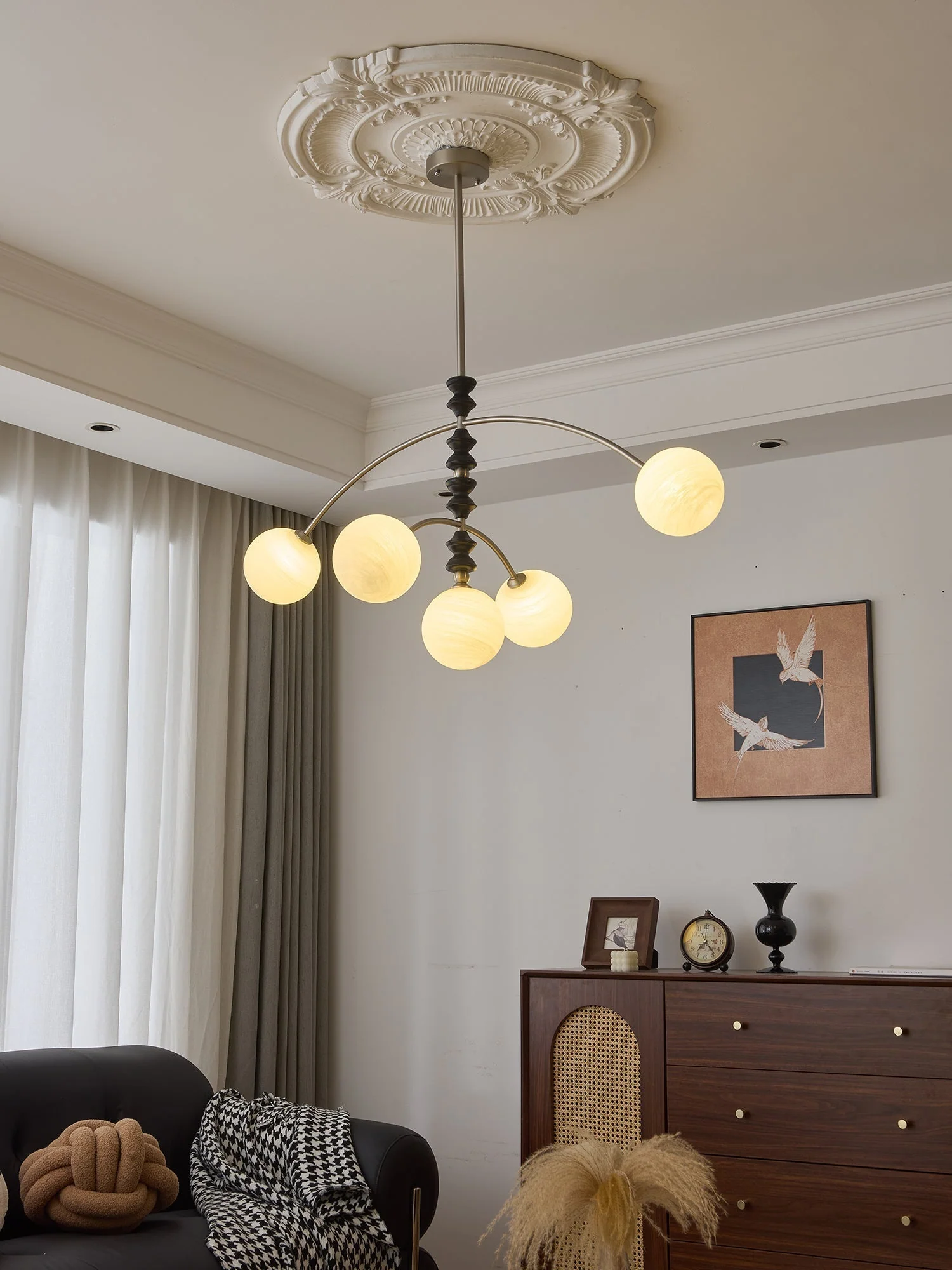 Cucarara Traditional Nordic Art Arc Wood Chandelier - Image 12