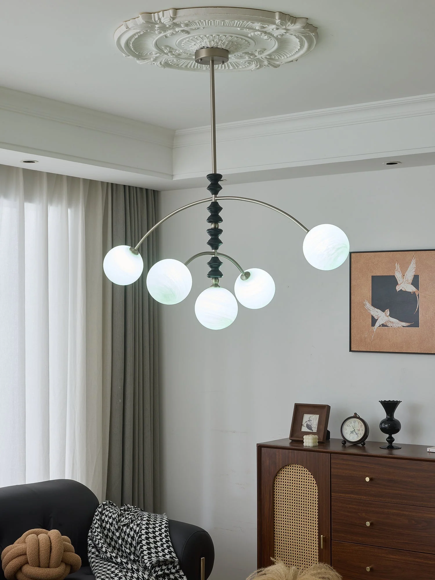 Cucarara Traditional Nordic Art Arc Wood Chandelier - Image 18
