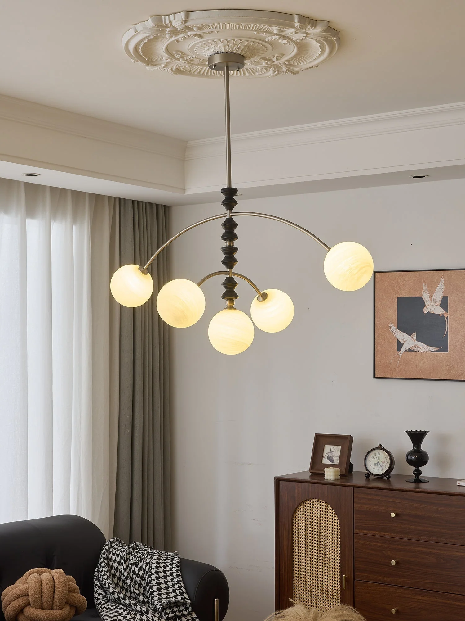 Cucarara Traditional Nordic Art Arc Wood Chandelier - Image 19