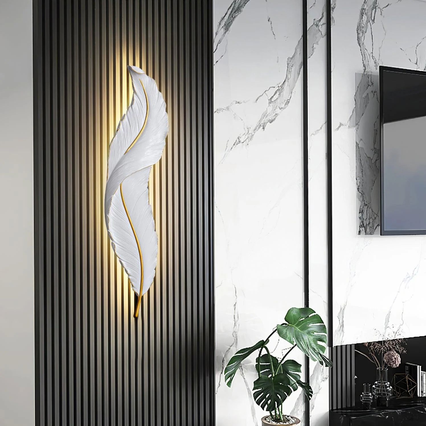 Cumare Individual Creativity Feather Resin Wall Lamp - Image 29