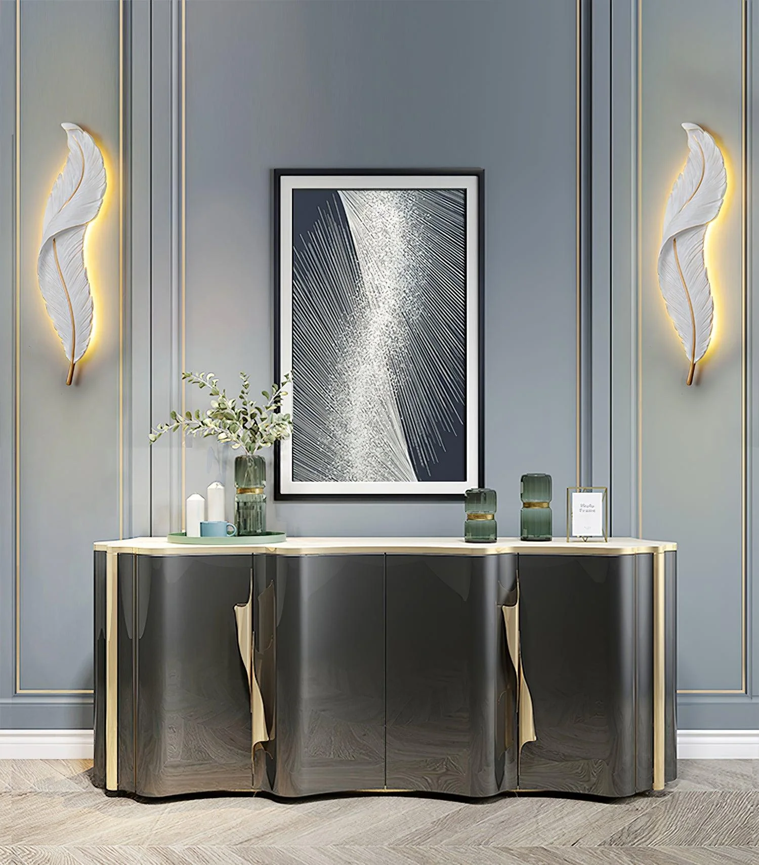 Cumare Individual Creativity Feather Resin Wall Lamp - Image 3
