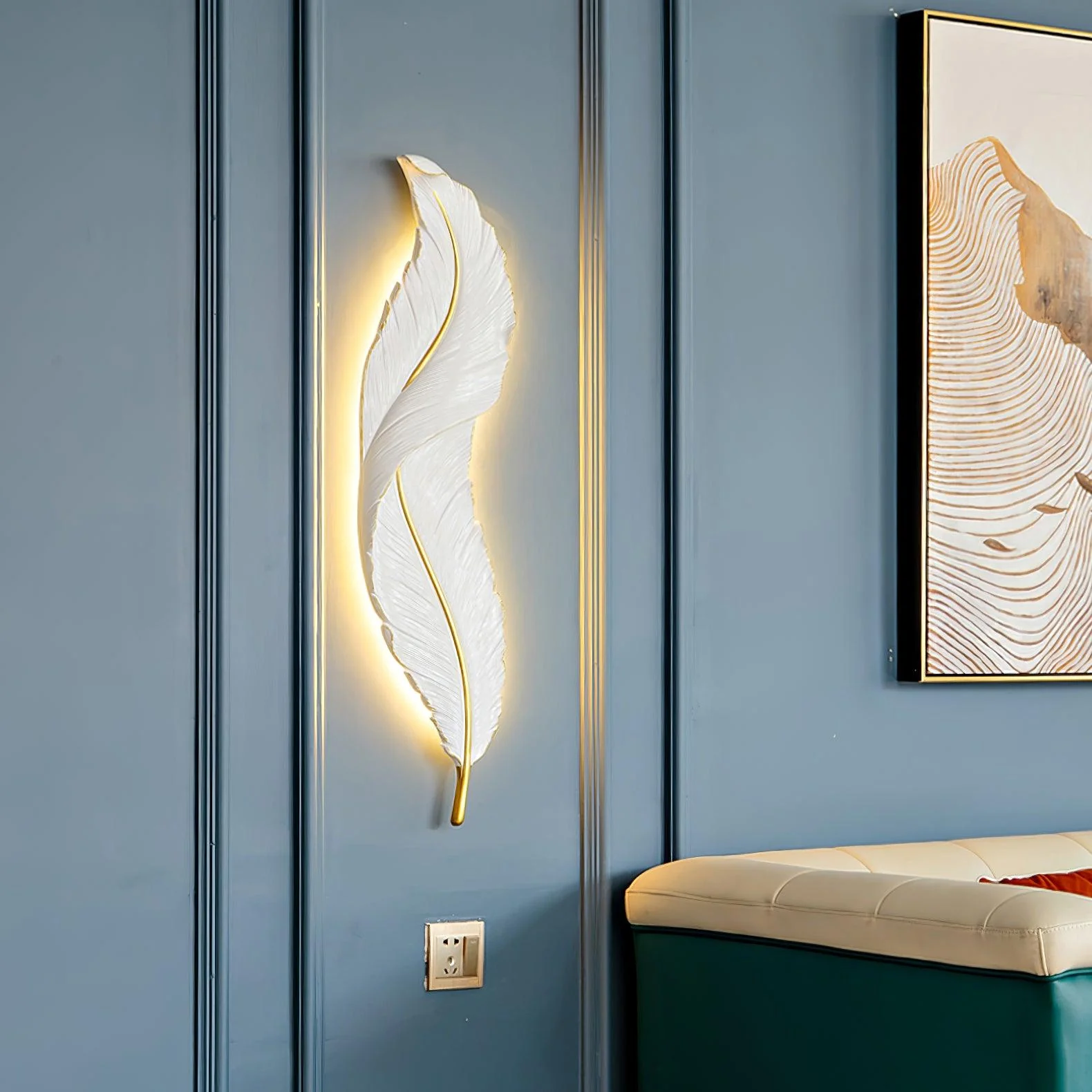 Cumare Individual Creativity Feather Resin Wall Lamp - Image 39
