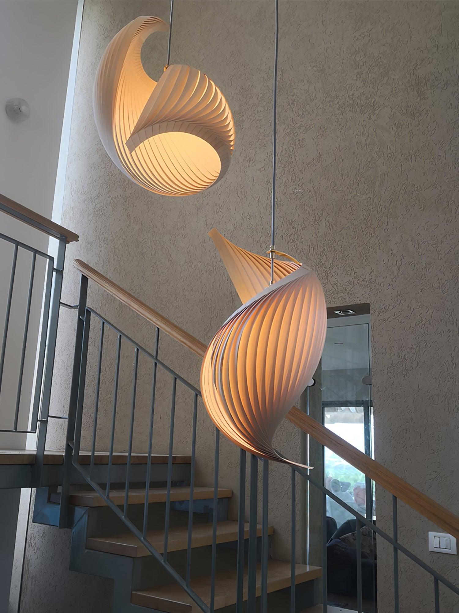Cumiror Postmodern Luxury Shell Wood Wood Pendant Light - Image 12