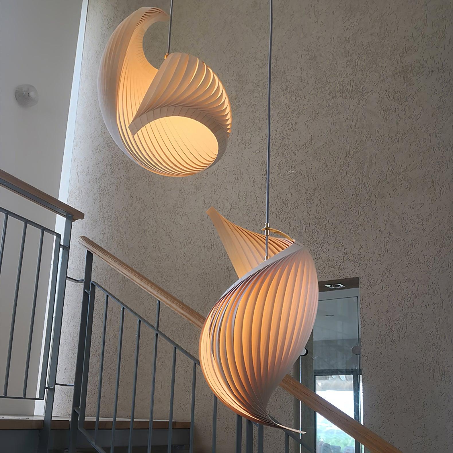 Cumiror Postmodern Luxury Shell Wood Wood Pendant Light - Image 16