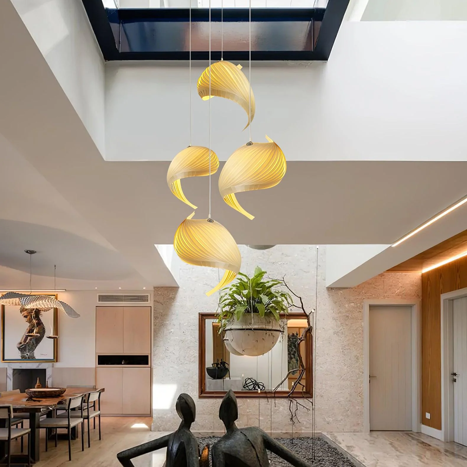Cumiror Postmodern Luxury Shell Wood Wood Pendant Light - Image 23