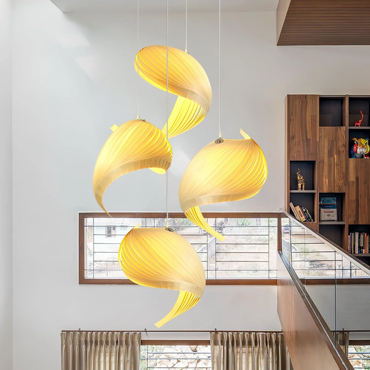 Cumiror Postmodern Luxury Shell Wood Wood Pendant Light - Image 24