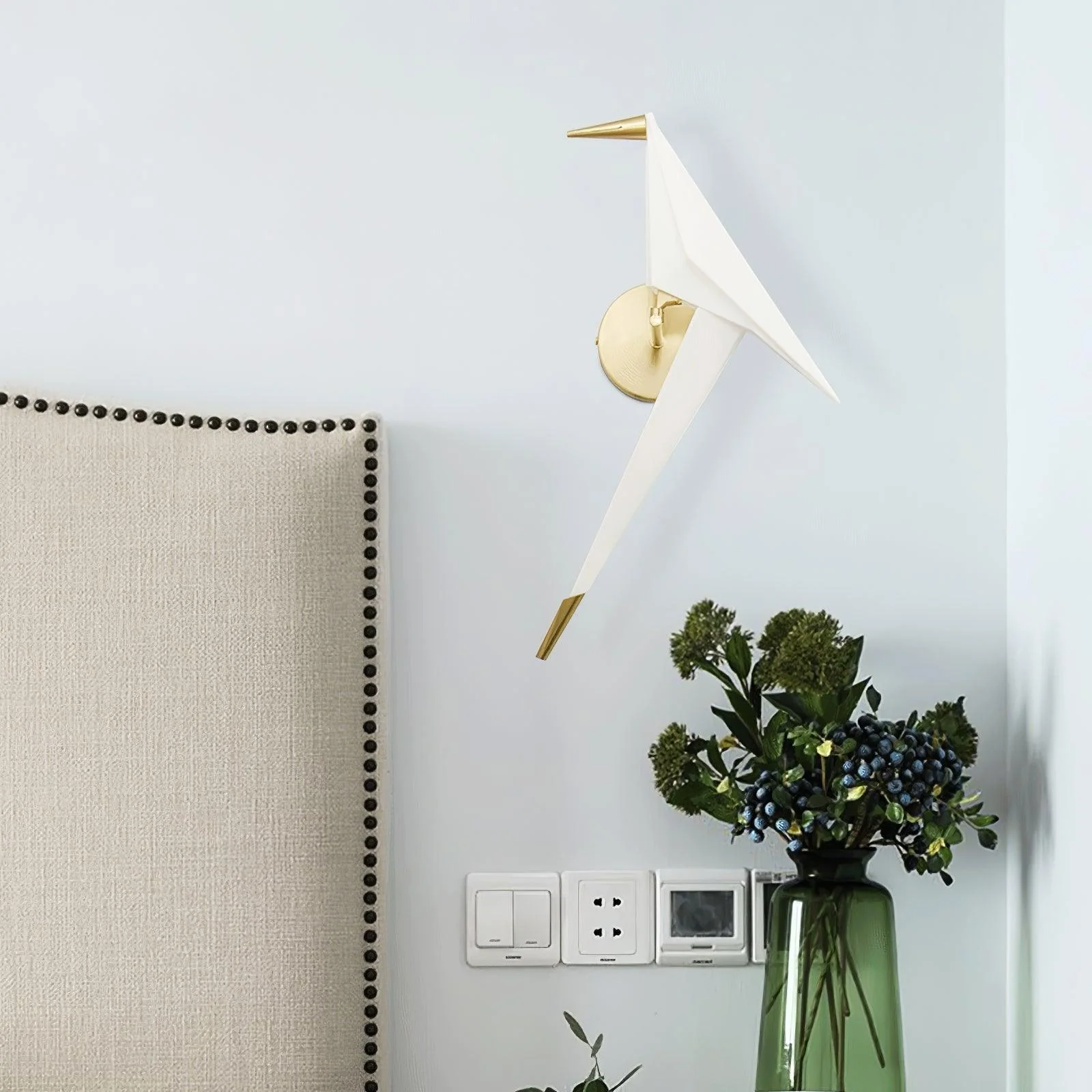 Cunorara Nordic Art Paper Crane Wall Lamp - Image 16