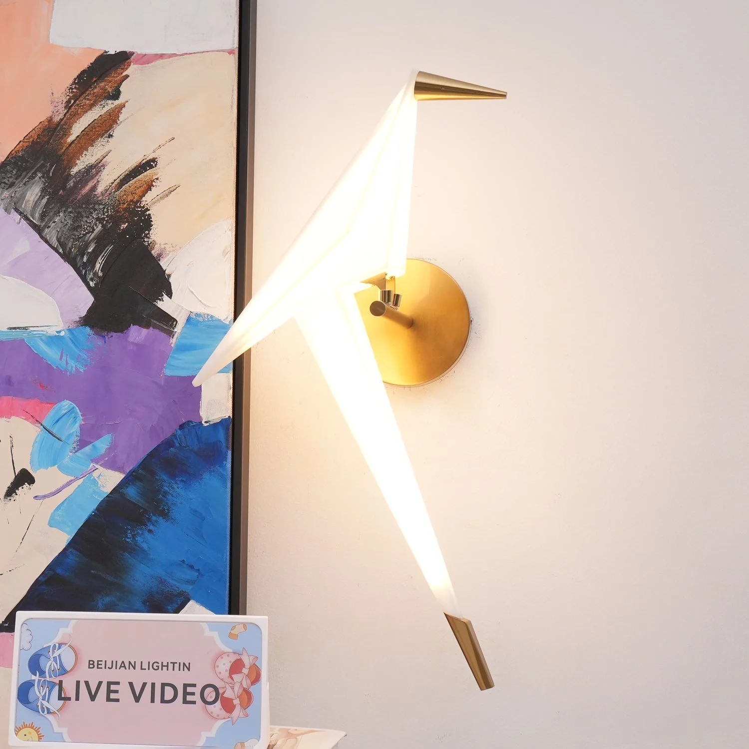 Cunorara Nordic Art Paper Crane Wall Lamp - Image 22