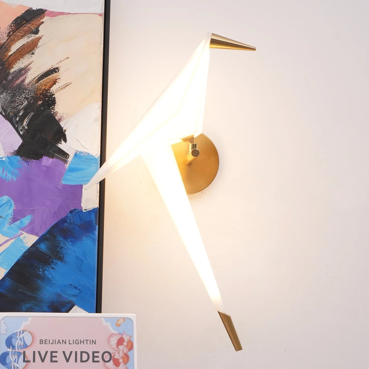 Cunorara Nordic Art Paper Crane Wall Lamp - Image 23
