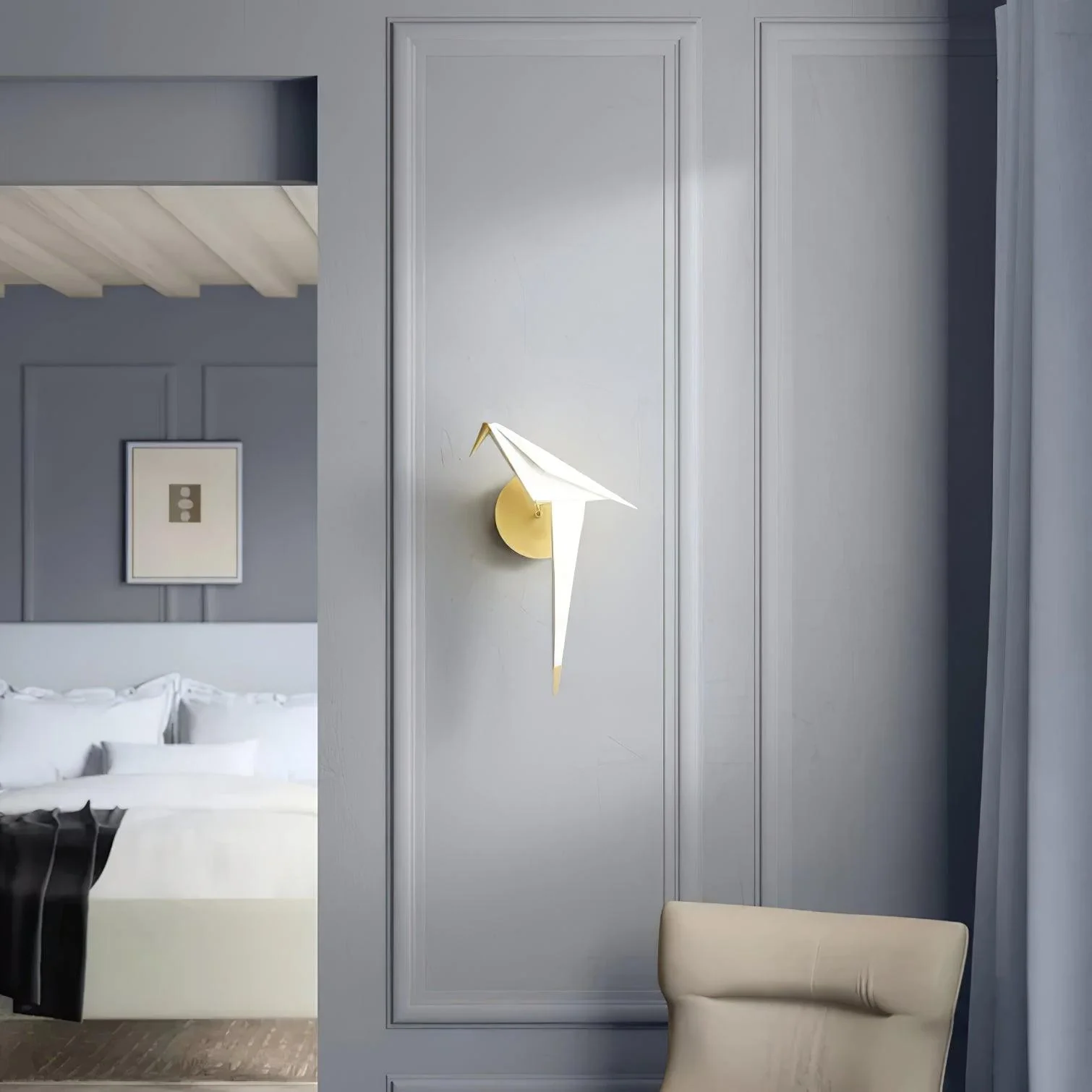 Cunorara Nordic Art Paper Crane Wall Lamp - Image 27
