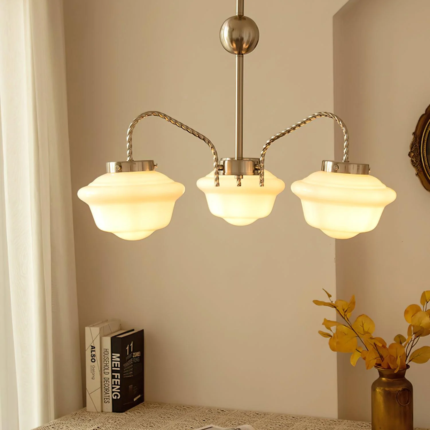 Curinel Vintage Chrome Glass Chandelier - Image 11