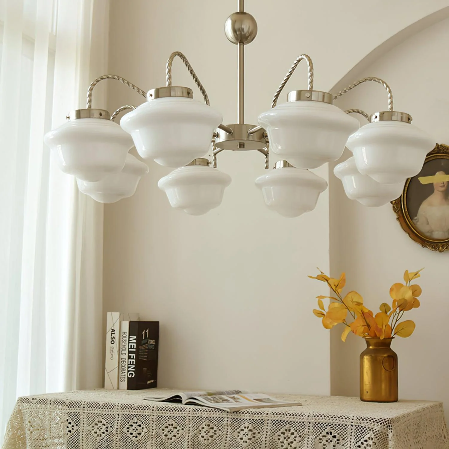 Curinel Vintage Chrome Glass Chandelier - Image 12