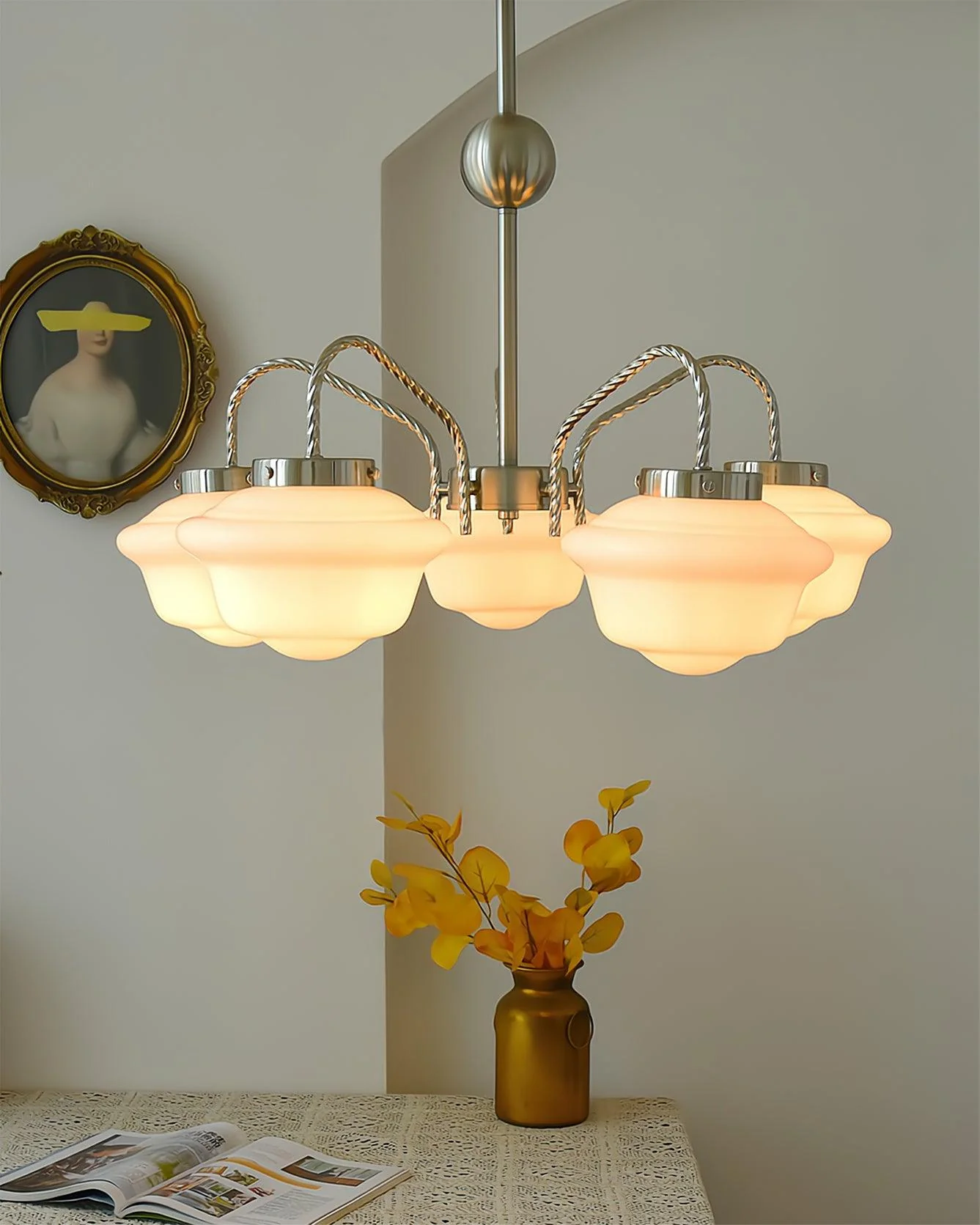 Curinel Vintage Chrome Glass Chandelier - Image 13