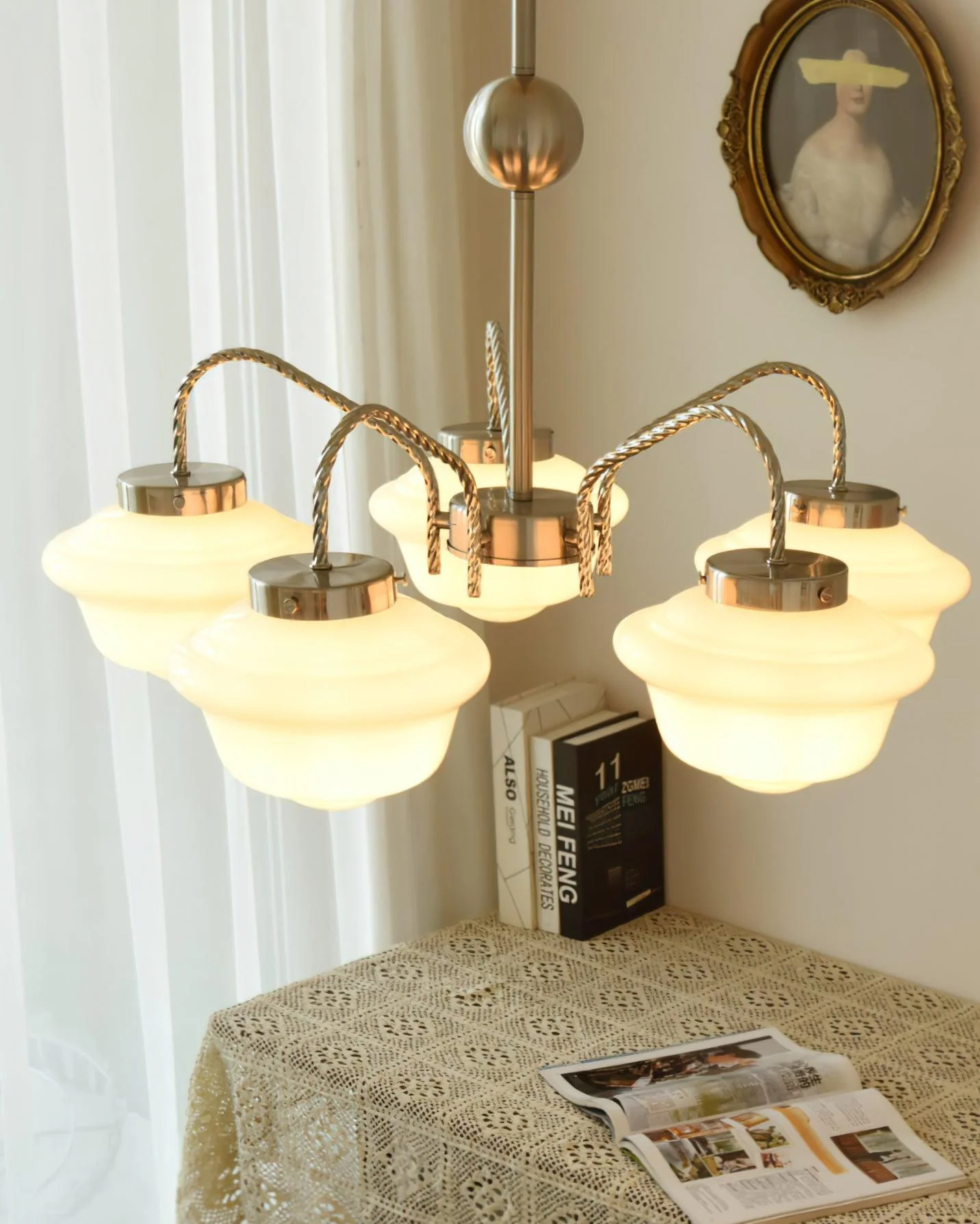 Curinel Vintage Chrome Glass Chandelier - Image 14