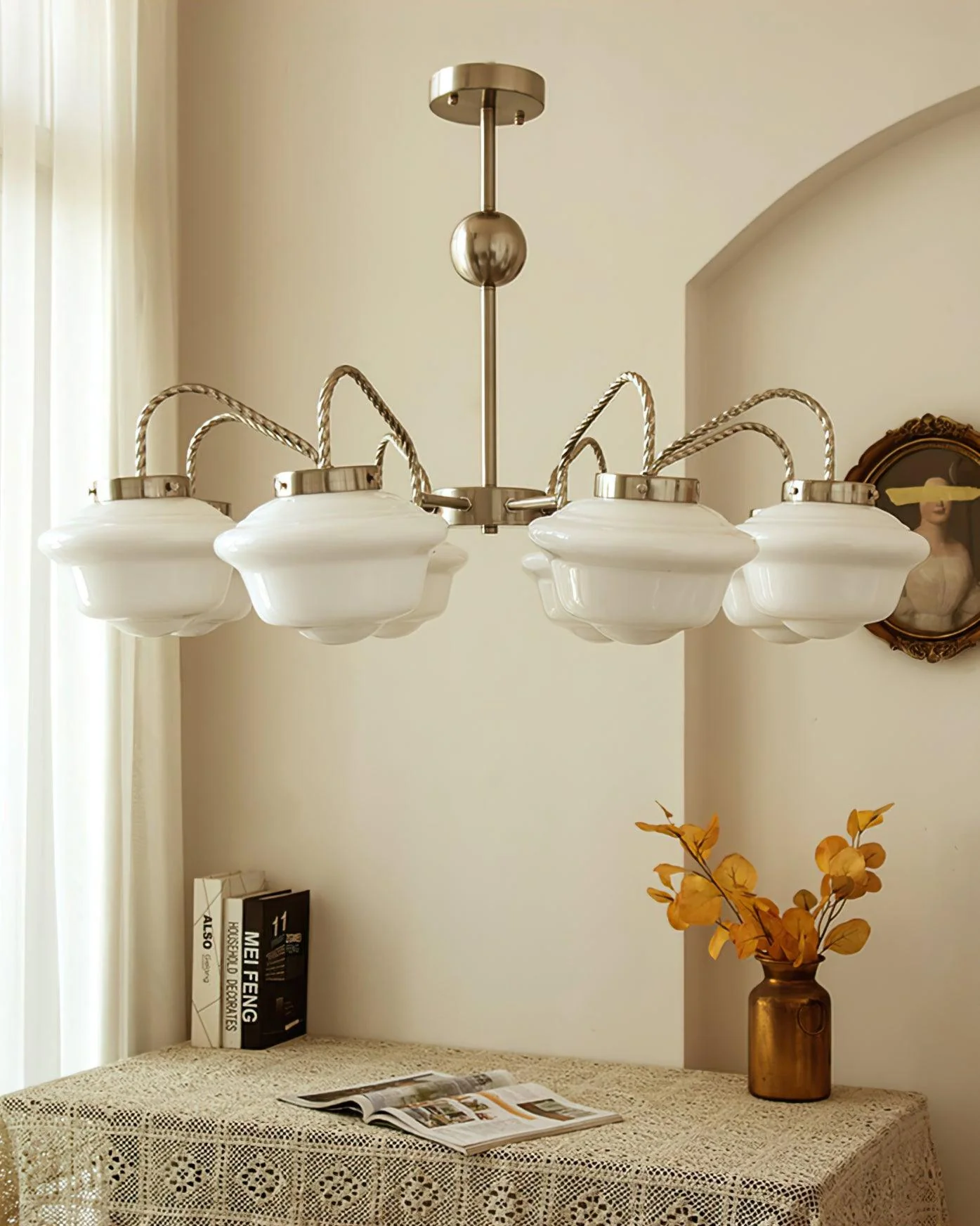 Curinel Vintage Chrome Glass Chandelier - Image 17