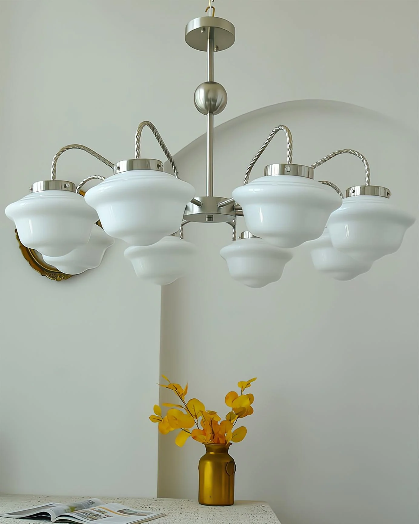 Curinel Vintage Chrome Glass Chandelier - Image 19