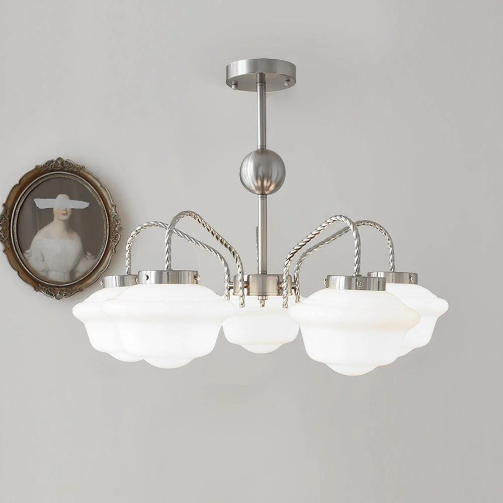 Curinel Vintage Chrome Glass Chandelier - Image 4