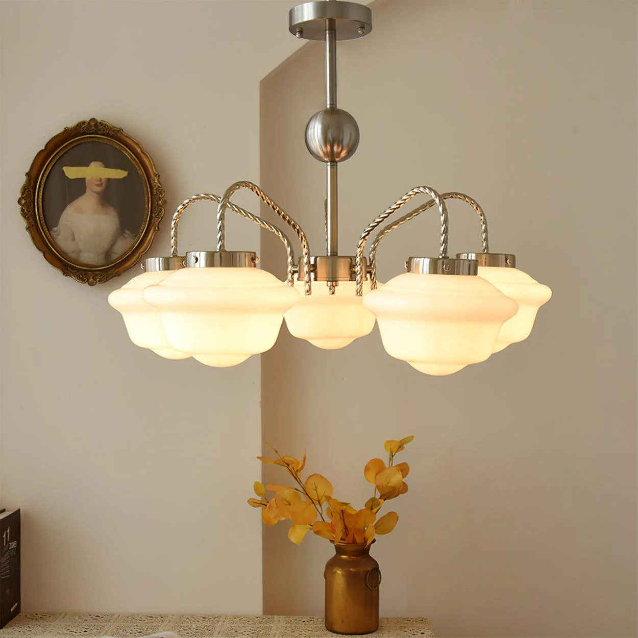 Curinel Vintage Chrome Glass Chandelier - Image 8