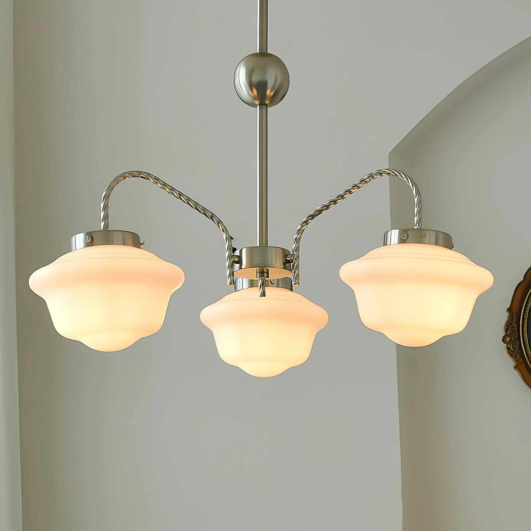 Curinel Vintage Chrome Glass Chandelier - Image 9