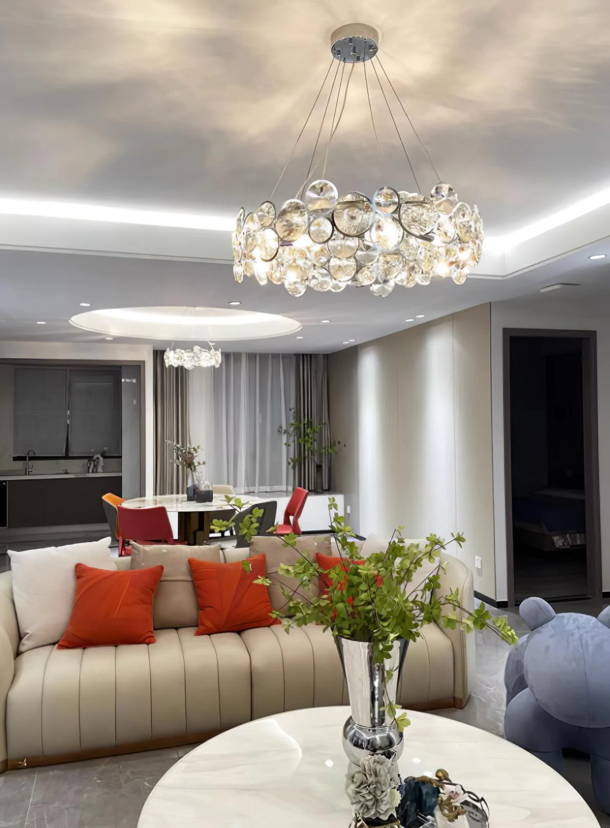 Cuthaiel Postmodern Luxury Round Chrome Crystal Chandelier - Image 10