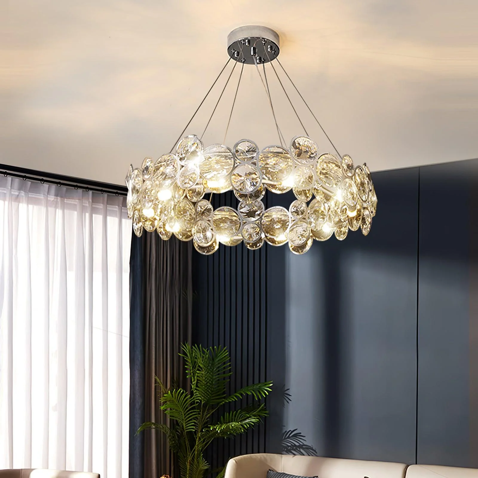 Cuthaiel Postmodern Luxury Round Chrome Crystal Chandelier - Image 4