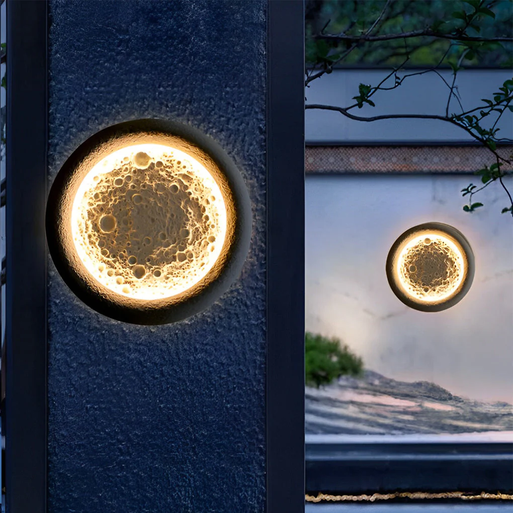 Darlne Moon Craters Design LED Concrete Outdoor Wall Lamp