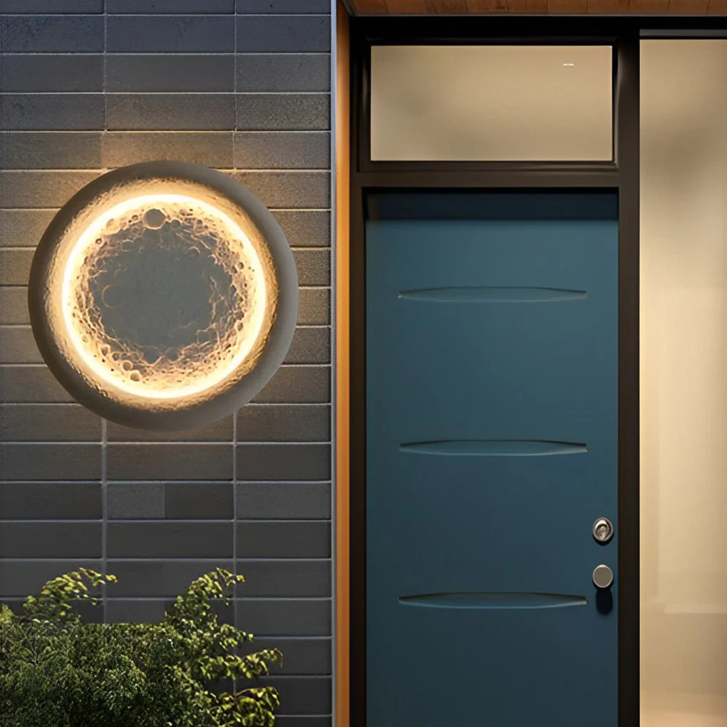 Darlne Moon Craters Design LED Concrete Outdoor Wall Lamp - Image 5