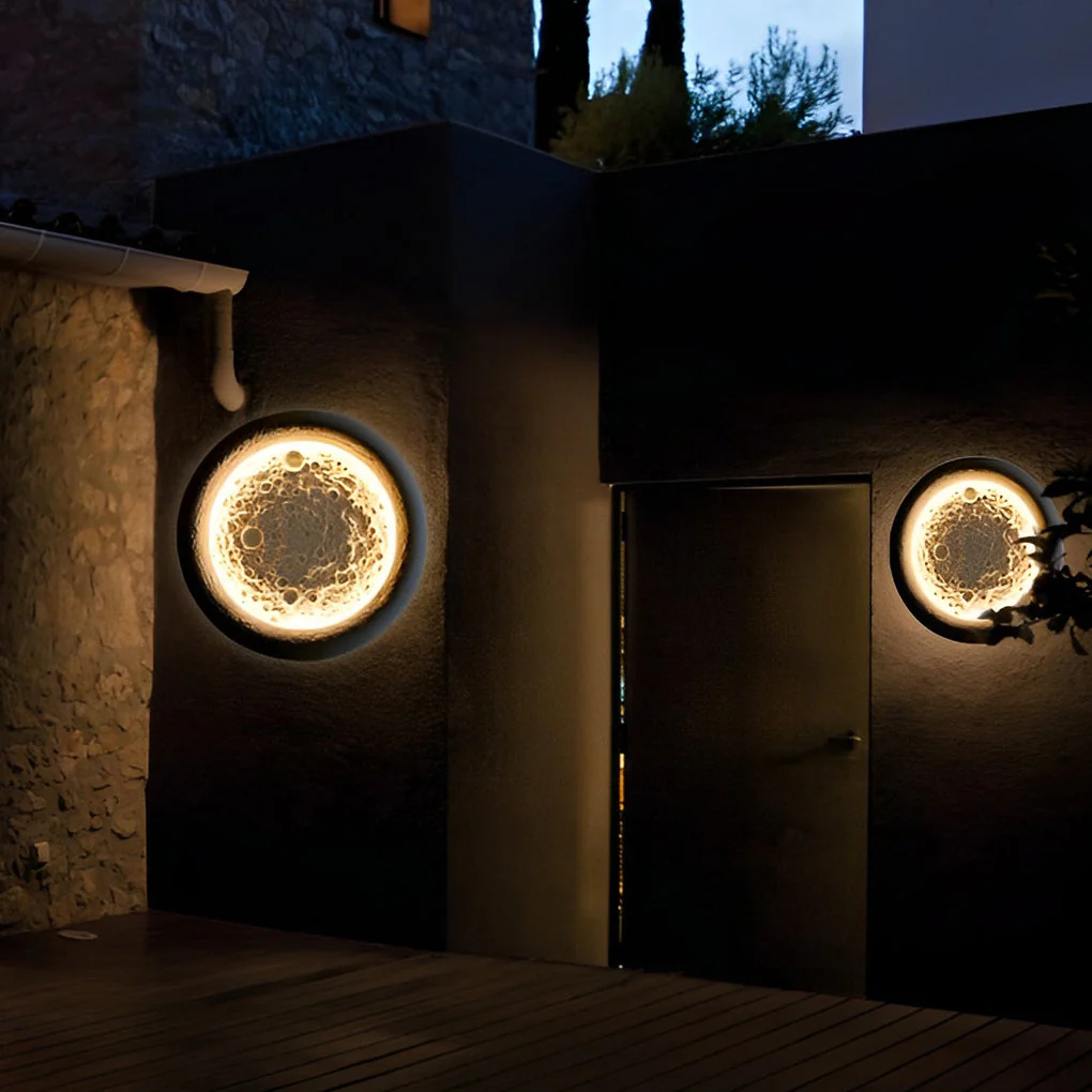 Darlne Moon Craters Design LED Concrete Outdoor Wall Lamp - Image 6
