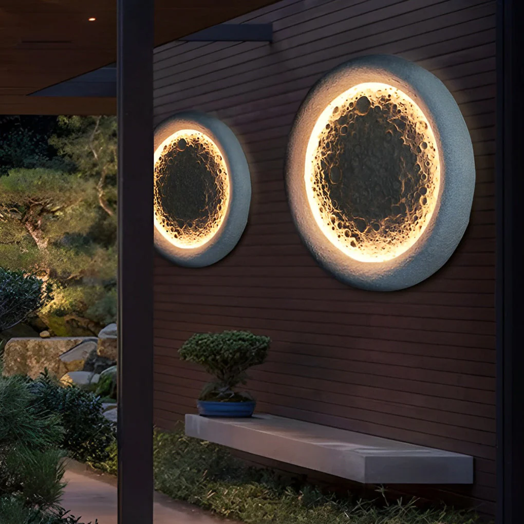 Darlne Moon Craters Design LED Concrete Outdoor Wall Lamp - Image 8