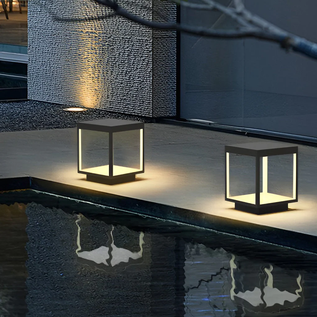 Diane Modern Frame Pier-Mounted Steel Outdoor Post Light - Image 5