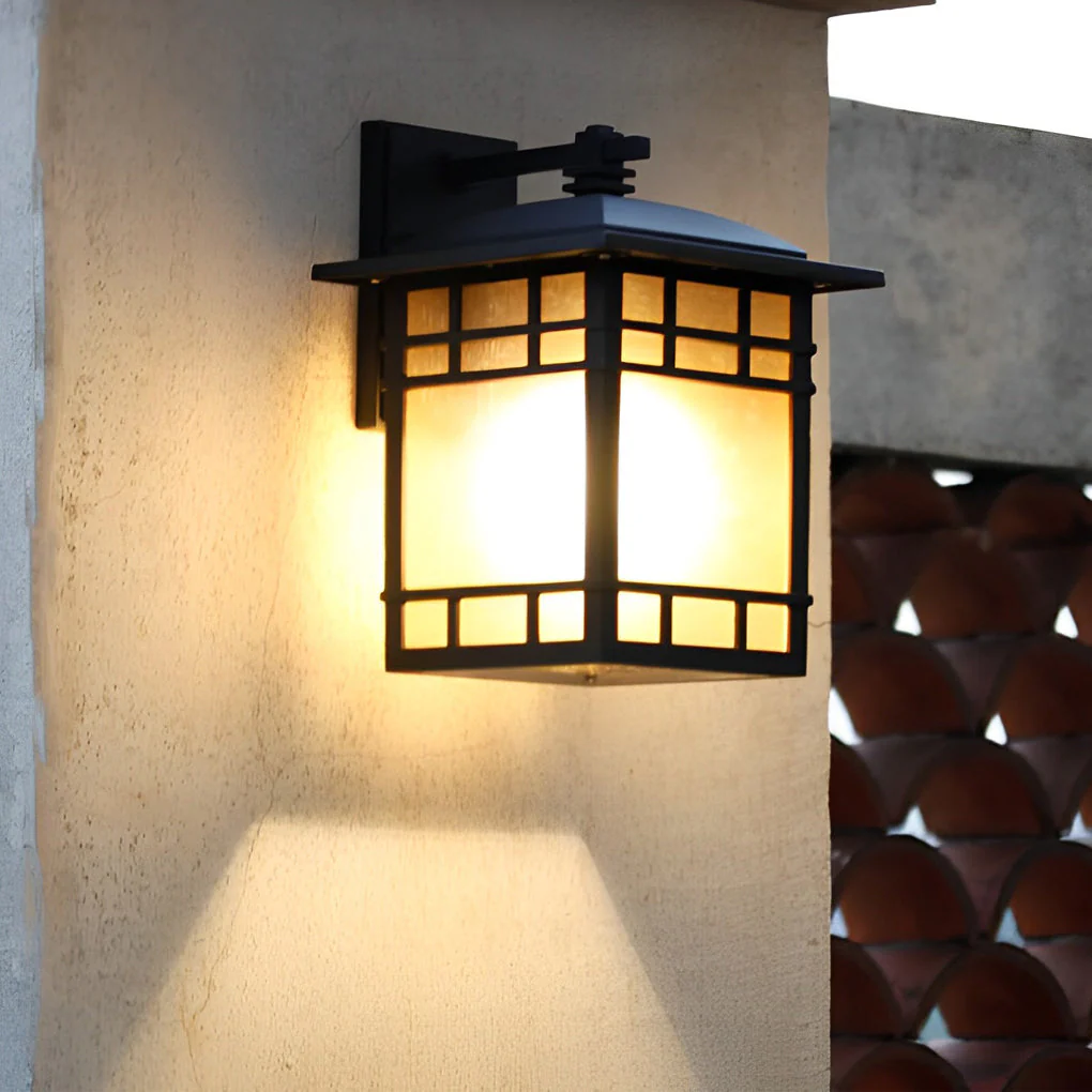 Dillon Square Retro Vintage Glass Outdoor Wall Lights