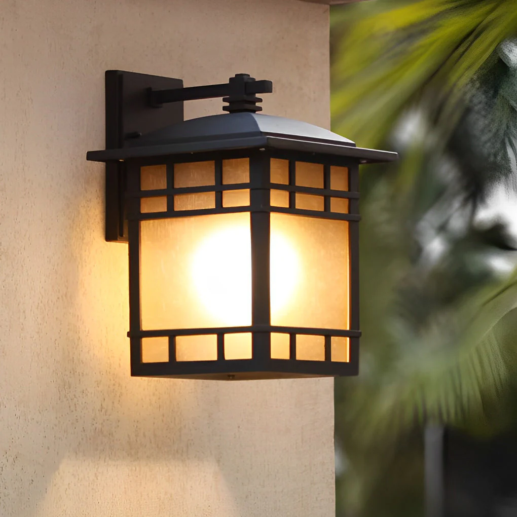 Dillon Square Retro Vintage Glass Outdoor Wall Lights - Image 2