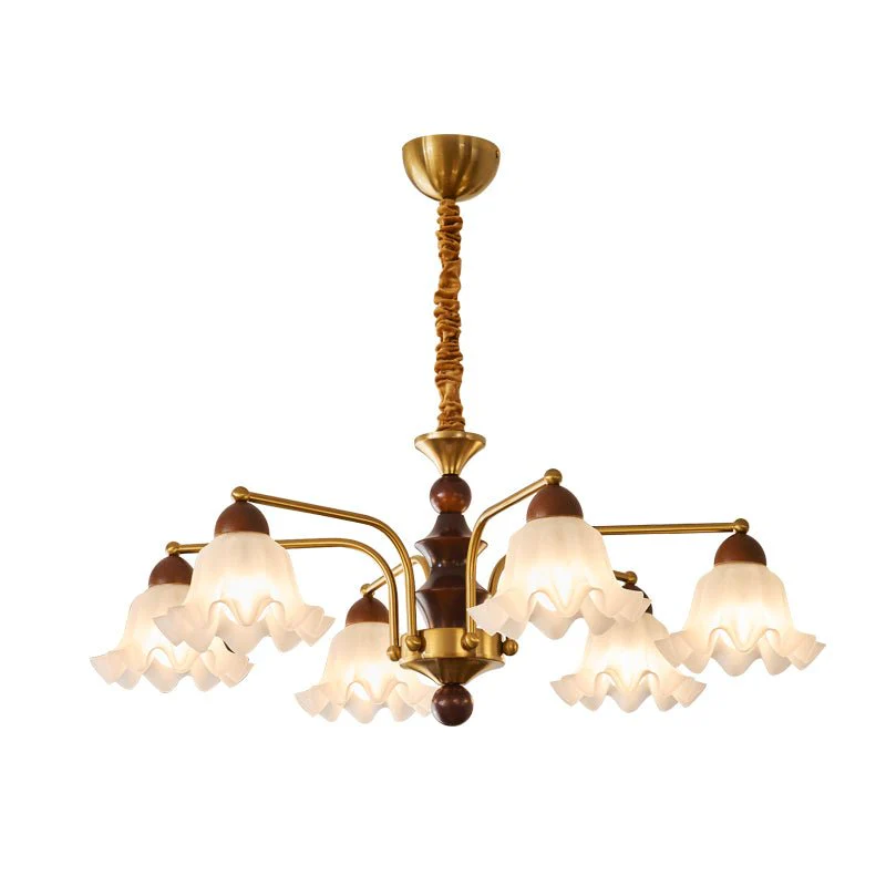Lylaeen Elegance Vintage Glass Wood Chandelier - Image 13
