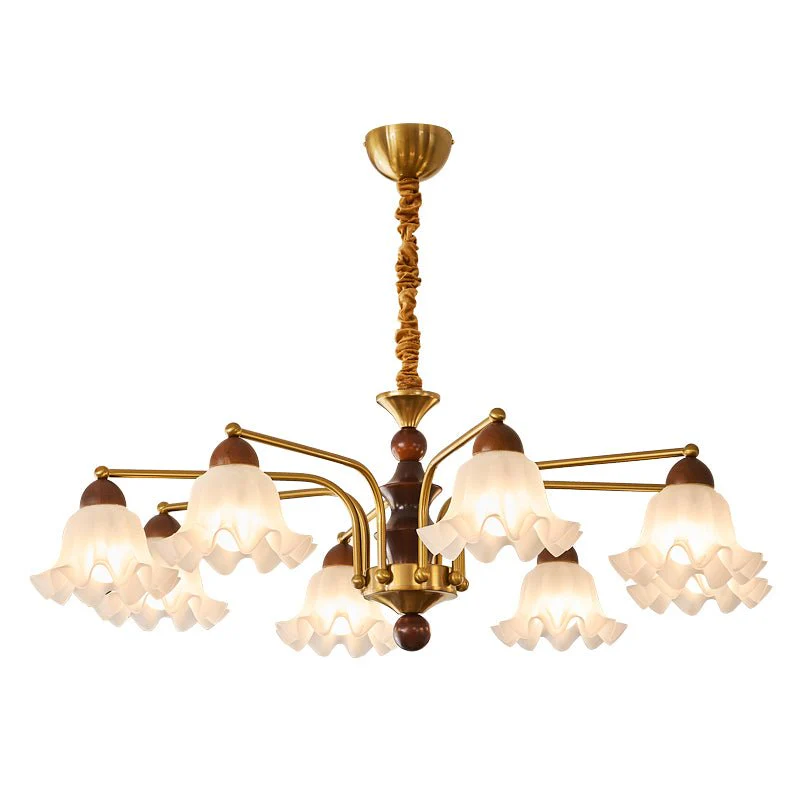 Lylaeen Elegance Vintage Glass Wood Chandelier - Image 14