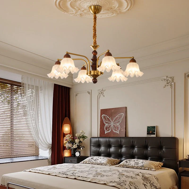 Lylaeen Elegance Vintage Glass Wood Chandelier - Image 15