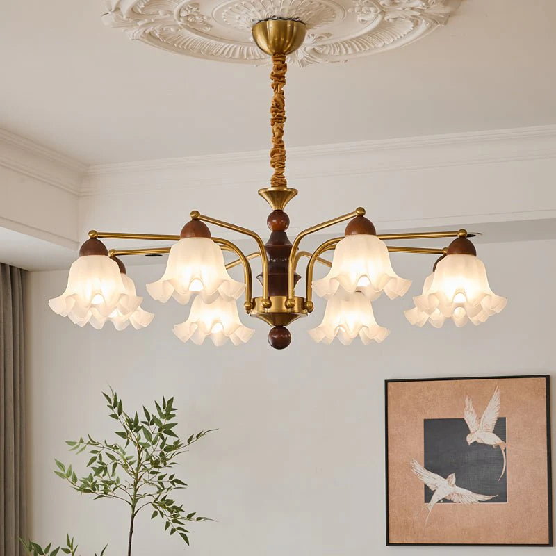 Lylaeen Elegance Vintage Glass Wood Chandelier - Image 16