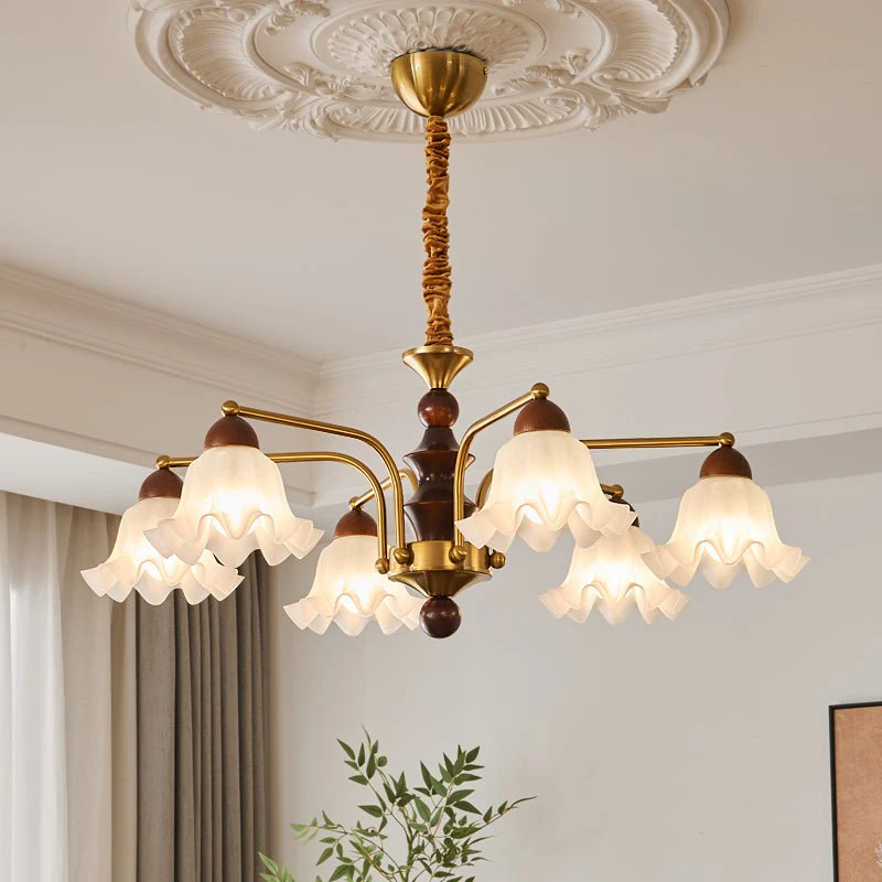 Lylaeen Elegance Vintage Glass Wood Chandelier - Image 17