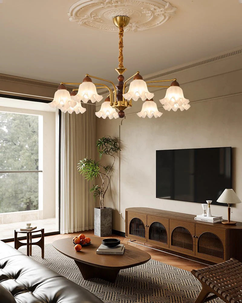 Lylaeen Elegance Vintage Glass Wood Chandelier - Image 20
